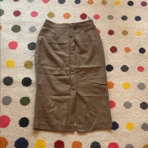 Chic 100% wool Button-Front Tan Pencil Skirt